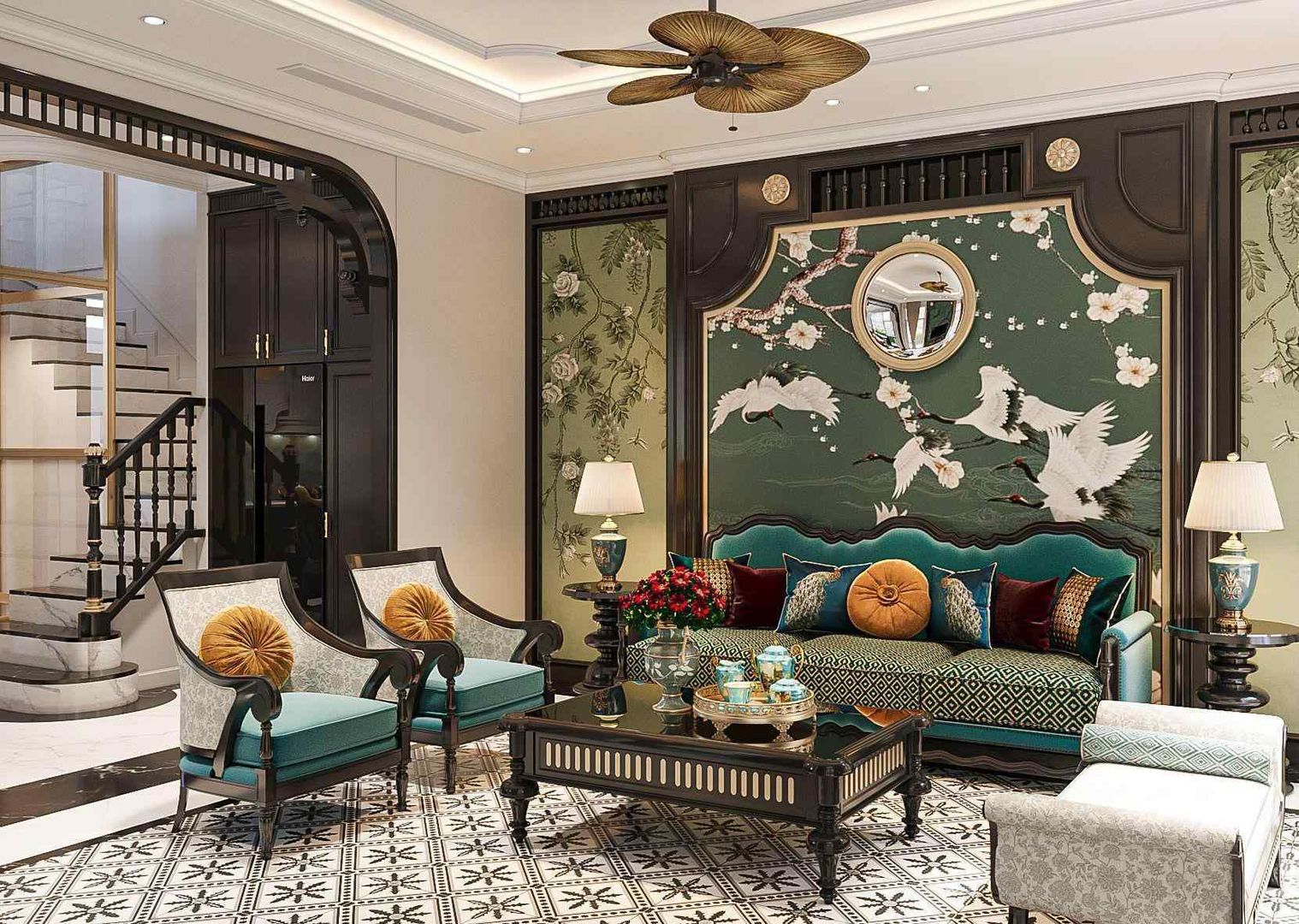 Dự án thiết kế nội thất biệt thự Indochine 183m2