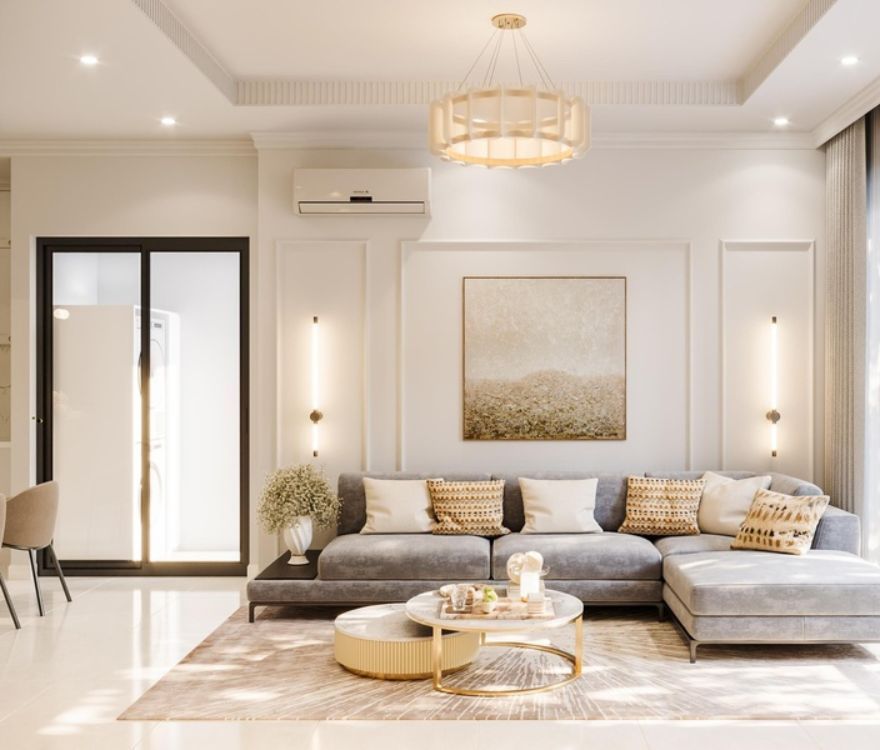 Mẫu nội thất tân cổ điển căn hộ chung cư 2 phòng ngủ 01