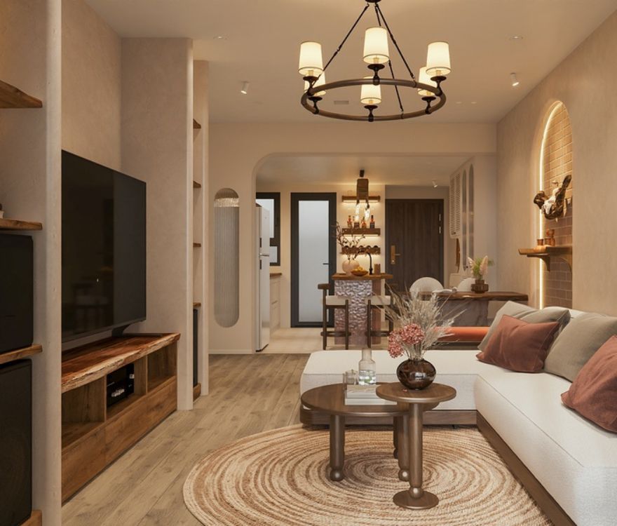 Mẫu nội thất căn hộ chung cư 2 phòng ngủ phong cách Scandinavian