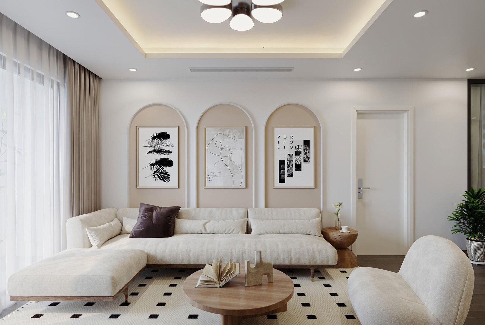 Mẫu nội thất căn hộ chung cư 2 phòng ngủ phong cách Wabi Sabi